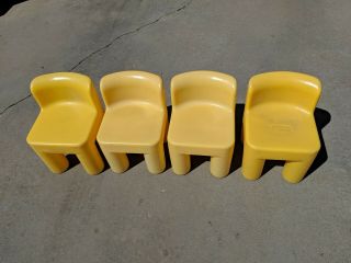 Retired Little Tikes Tykes 4 Yellow Plastic Chunky Child Size Chairs
