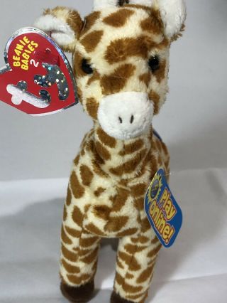 Nwt Ty Beanie Baby 2.  0 Topper The Giraffe 8 Inch Plush Stuffed Small Eye Version