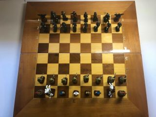 Wwii Russian / German Hand Painted Pewter Chess Set