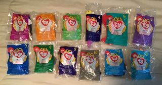 1998 Mcdonald’s Ty Beanie Babies Complete Set Of 12 - - Rare