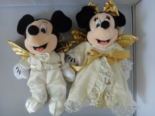 Set Of 2 Disney Angel Mickey & Minnie Mouse Beanbag 10 " Plush - With Tags