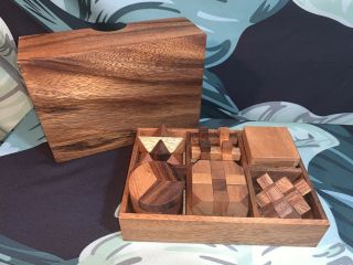 Wooden Brain Teaser Mind Games Mental Stimulation Wood Puzzles In Storage Box 3