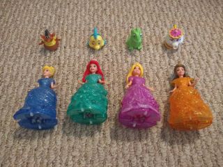 Disney Princess Magiclip Glitter Glider Castle 5 dolls Anna Belle Ariel Pets 6