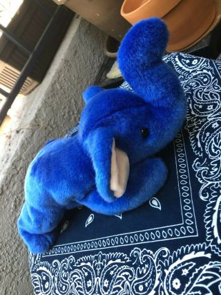 Ty Royal Blue Peanut Beanie Buddy Elephant 1998 Very Rare Fareham 17 " Inch