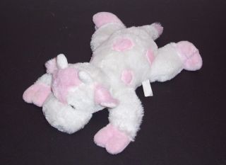 Dandee Cow White Pink Collectors Choice Fluffy Spot Plush Stuffed Bull Toy 14 "