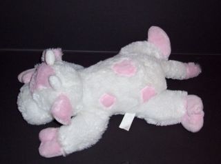 Dandee Cow White Pink Collectors Choice Fluffy Spot Plush Stuffed Bull Toy 14 