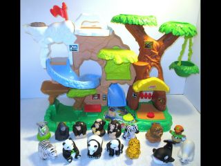 2011 Fisher Price Little People Zoo Talkers Tree Jungle Animal Sounds 15 Figures