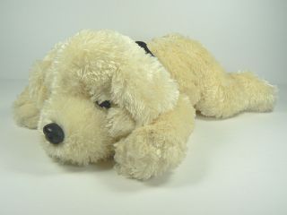 Cuddly Fao Schwartz Blond Tan Beige Puppy Dog 11 " Plush Lying Floppy