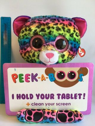 Ty Peek - A - Boo Tablet / Ipad Holder Soft Toy 30cm Tall X 23cm Wide - Lance Leopard