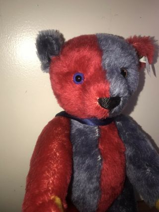 Steiff Club Harlequin 1925 Red & Blue Mohair Teddy Bear - 2000 Edition 2