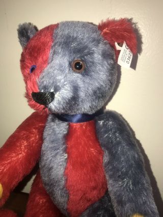 Steiff Club Harlequin 1925 Red & Blue Mohair Teddy Bear - 2000 Edition 3