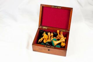 Antique Crown Staunton Chess Set F H Ayres ? K 79 Mm Wooden Box