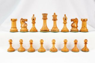 Antique crown staunton chess set F H Ayres ? K 79 mm wooden box 3