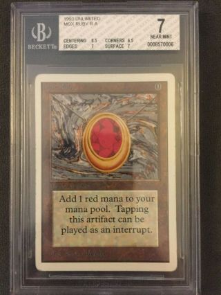Mox Ruby Unlimited Mtg Magic The Gathering Bgs Graded 7.  0