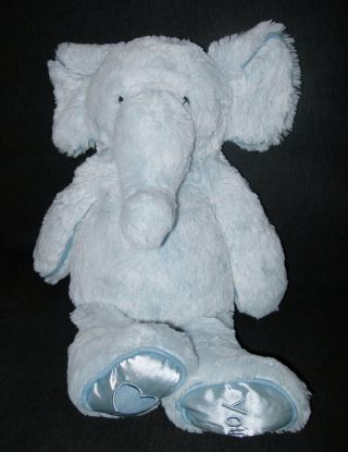 Jellycat Baby Blue Elephant Satin Feet Plush Stuffed Animal Love Heart You Piper