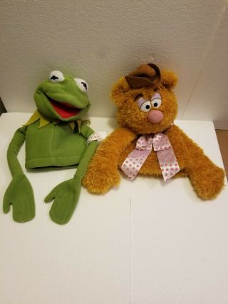 Muppet Hand Puppets Fao Schwarz Fozzie Bear & Kermit The Frog Disney Plush Rare