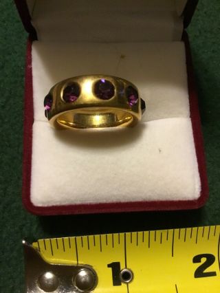 Heavy Gold Tone Purple Stoned Wizard Ring Dungeons & Dragon Cosplay Very Cool