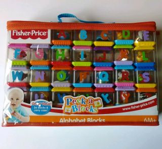 Fisher Price Alphabet Peek - A - Blocks With Case Euc Complete