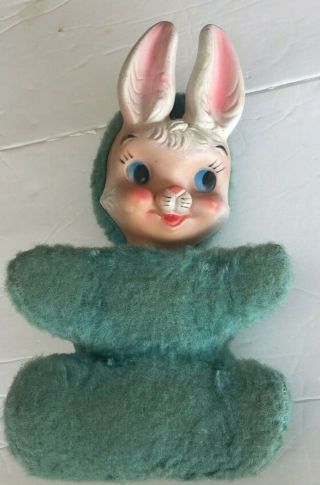Rushton? Vintage Stuffed Rubber Face Musical Bunny Rabbit Childs Toy Animal