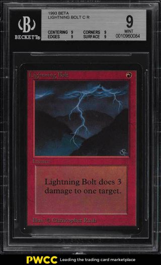 1993 Magic The Gathering Mtg Beta Lightning Bolt C R Bgs 9 (pwcc)