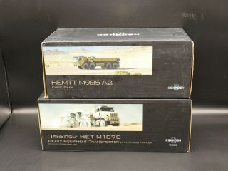 Twh 1:50 Oshkosh Het M1070 Truck W/ M1000 Trailer & Hemtt M985 A2 Cargo Truck