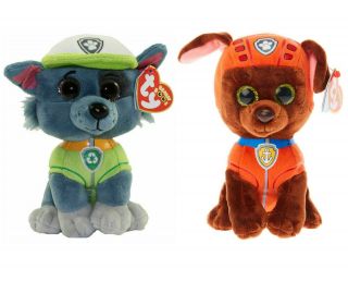 Ty Beanie Boos 6 " Paw Patrol Zuma & Rocky Plush Stuffed Animal Toy Mwmt 