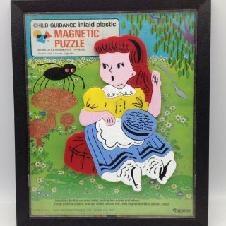 Vintage Questor Little Miss Muffet Child Guidance Plastic Magnetic Puzzle 945