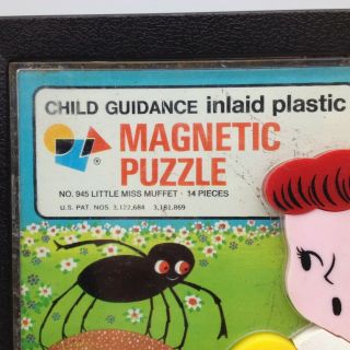 Vintage Questor LITTLE MISS MUFFET Child Guidance Plastic Magnetic PUZZLE 945 3