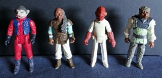 4 Vintage Star Wars Action Figures Nien Nunb,  Weequay,  Admiral Ackbar & Nikto