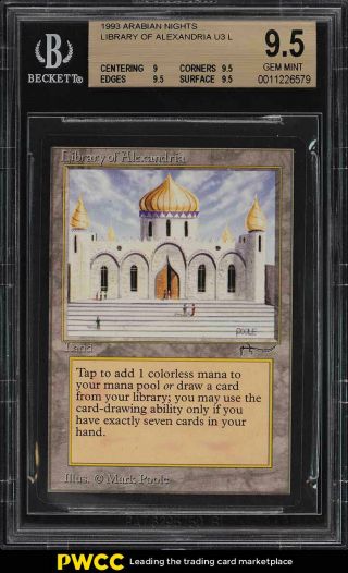 1993 Magic The Gathering Arabian Nights Library Of Alexandria U3 L Bgs 9.  5 (pwcc)