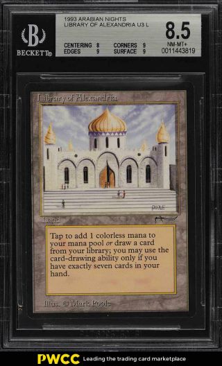 1993 Magic The Gathering Arabian Nights Library Of Alexandria U3 L Bgs 8.  5 (pwcc)