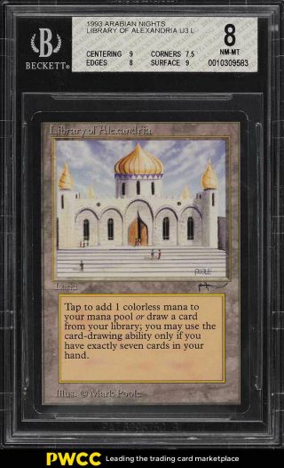 1993 Magic The Gathering Arabian Nights Library Of Alexandria U3 L Bgs 8 (pwcc)