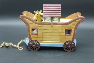 Vintage Wooden Noah’s Ark With Animals - Pull Toy