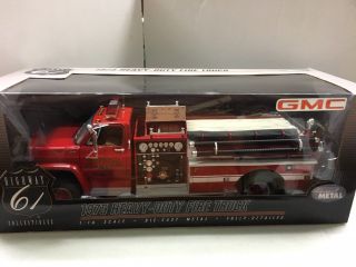 1:16 Highway 61 Gmc Red/white 1975 Heavy Duty Fire Truck Very Rare