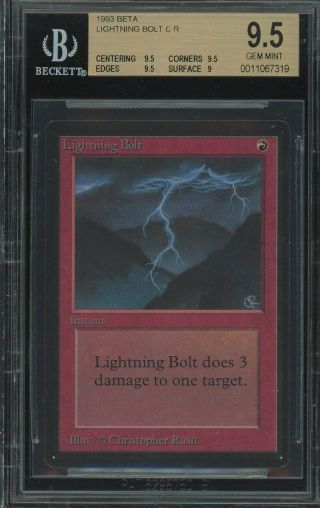 Bgs 9.  5 - Beta - Lightning Bolt - Gem Magic Mtg 1993