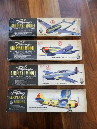 4 Vintage 1940 / 1941 Whitman Balsa Flying Airplane Model Kits