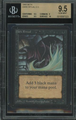 Bgs 9.  5 - Beta - Dark Ritual - Gem Magic Mtg 1993