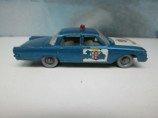 Matchbox/ Lesney 55b Ford Fairlane Police Car Blue / SILVER Plastic Wheels 12