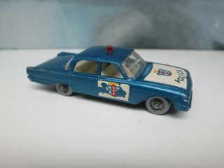 Matchbox/ Lesney 55b Ford Fairlane Police Car Blue / SILVER Plastic Wheels 2
