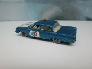 Matchbox/ Lesney 55b Ford Fairlane Police Car Blue / SILVER Plastic Wheels 3