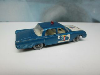 Matchbox/ Lesney 55b Ford Fairlane Police Car Blue / SILVER Plastic Wheels 4
