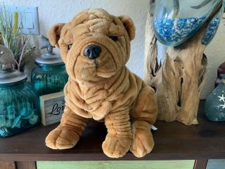 Large 15” Fao Schwartz Shar - Pei Stuffed Plush Dog Adorable