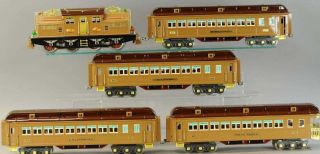 Mth 408e Electric Engine And 4 Matching Passenger Car Brown State Set