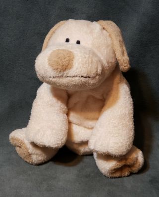 Ty Cream Tan Plopper Puppy Dog 9 " Plush Stuffed Beanie Pluffies Sewn Eyes