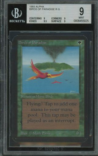Bgs 9.  0 - Alpha 9 - Birds Of Paradise - Magic The Gathering Mtg 1993