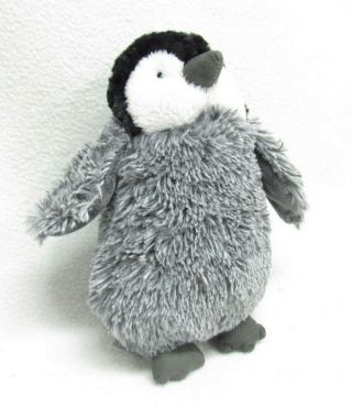 Carters Penguin Plush Fluffy Black White Gray Stuffed Baby Lovey Toy 15124 8 "
