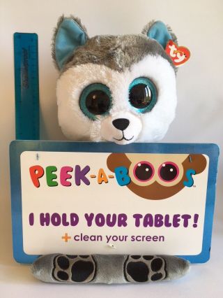 Ty Peek - A - Boo Tablet / Ipad Holder Soft Toy 30cm Tall X 23cm Wide - Scout Husky