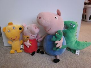 Ty Beanie Buddy Babies - Peppa Pig & George,  Mr.  Dinosaur & Teddy Bear Plush