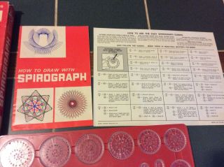 Vintage 1967 Kenner ' s SPIROGRAPH No.  401 Red Set With Book 3