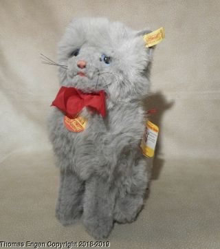 Vintage Steiff Cat Minka Gray W All Tags 2752/26 11 Inch Soft Cute